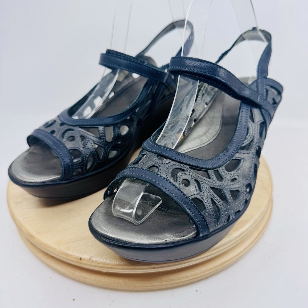 Naot Deluxe Women's 39 Gray Leather Slingback Platform Wedge Shoes